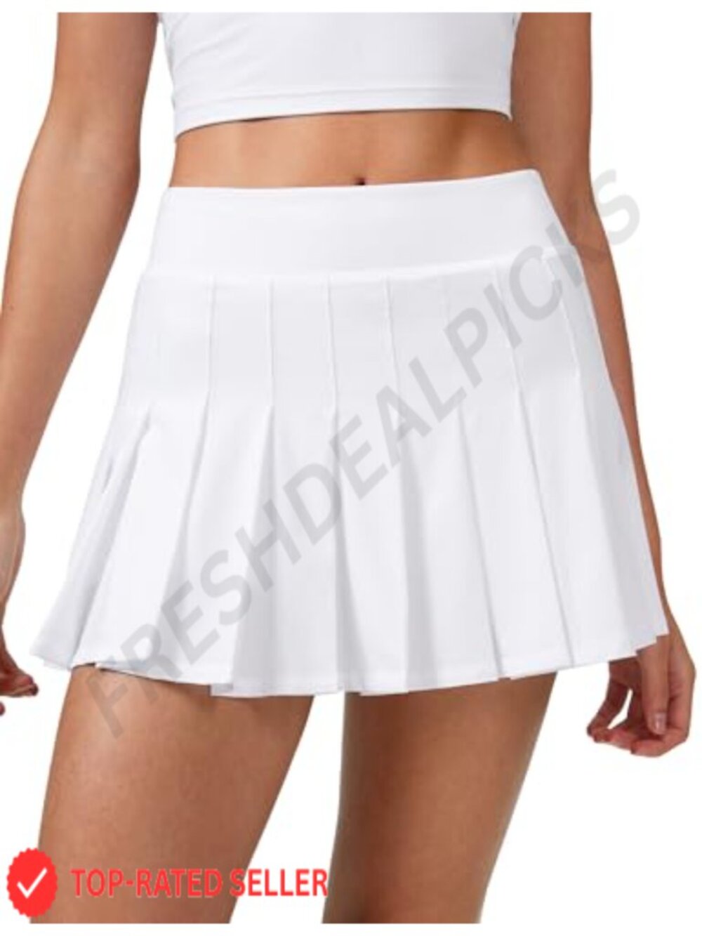 High Rise Pleated Tennis Skirt with Built-in Shorts and Pockets
